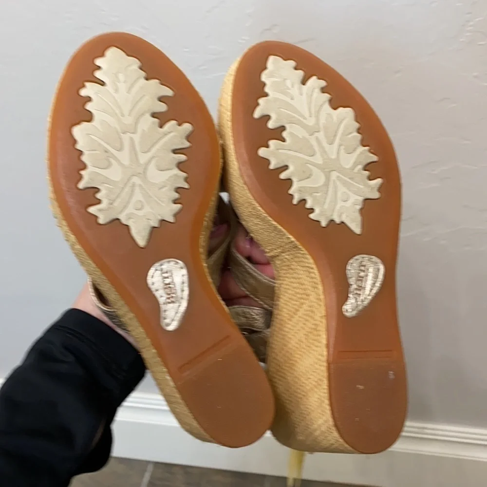 Born Metallic Gold Flower Wedge Sandals